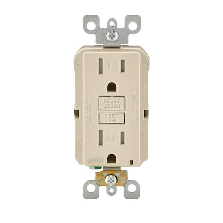 Leviton Straight Blade Receptacle, 5-15R, 15 A, 125V AC, 2 Pole, 3 Wire, Self-Grounded R02-AFTR1-0KT